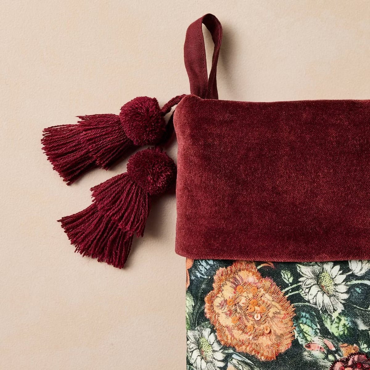 Merry Christmas Floral Stocking | John Derian - Bon Ton goods