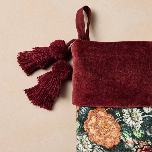 Merry Christmas Floral Stocking | John Derian - Bon Ton goods