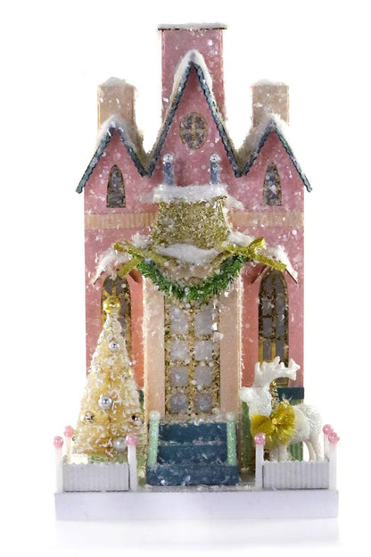 Merry Reindeer Manor Christmas House – Glittery Storybook Holiday Décor - Bon Ton goods