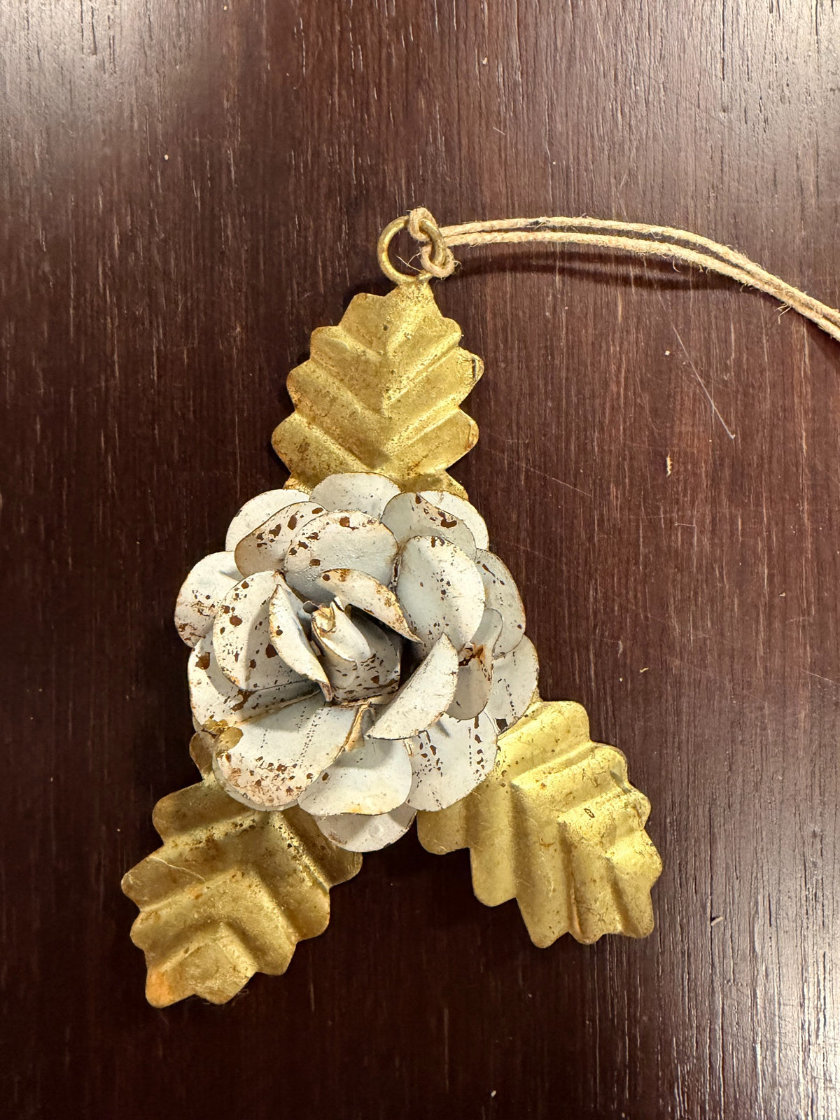 Cream Rosebud — antique-style metal flower ornament by Cody Foster, sold individually