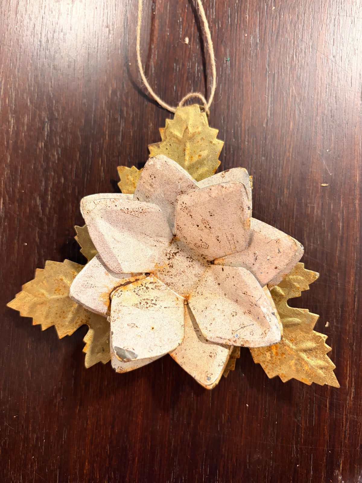 Lavender Rose with Pointed Leaves — antique-style metal flower ornament by Cody Foster, sold individually