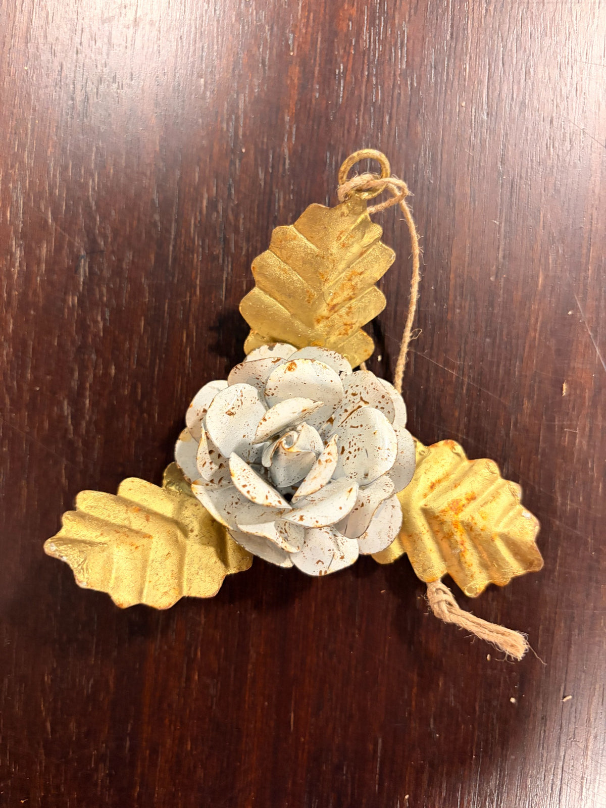Petite Blush Rose — antique-style metal flower ornament by Cody Foster, sold individually