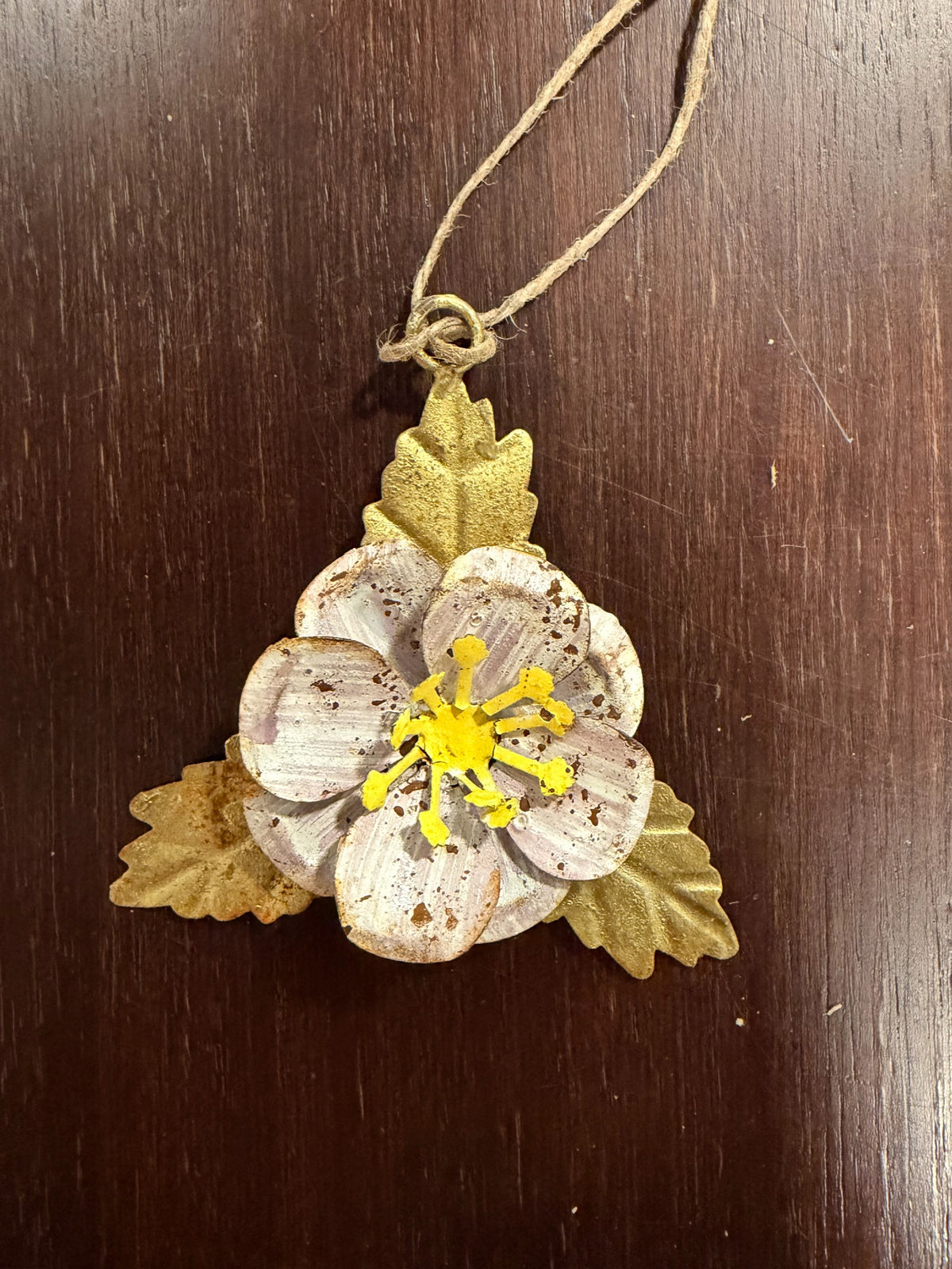 Petite Pink Blossom — antique-style metal flower ornament by Cody Foster, sold individually