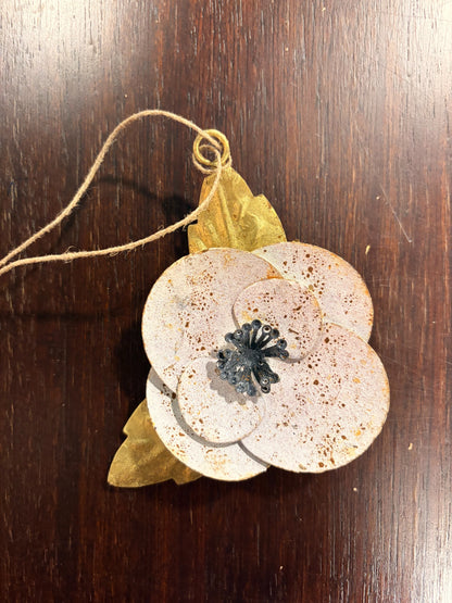 Round Blush Blossom — antique-style metal flower ornament by Cody Foster, sold individually