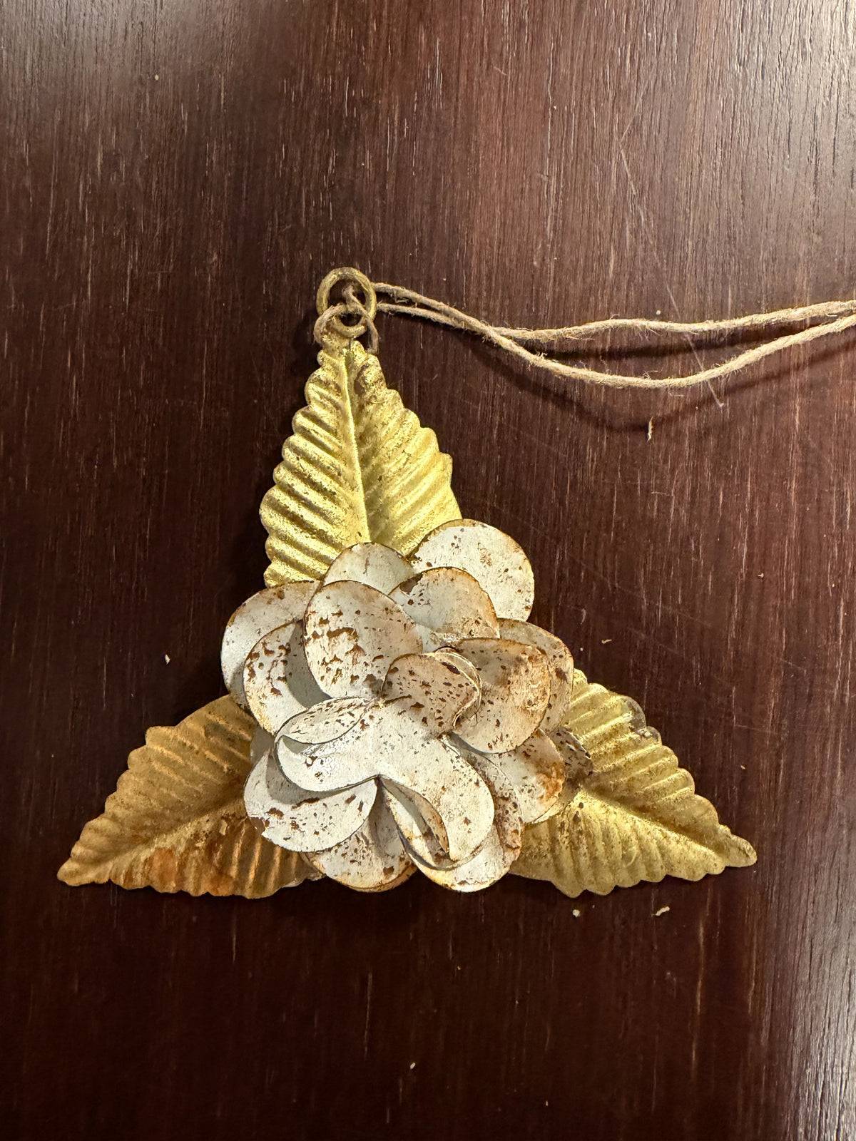 Three-Leaf Rose — antique-style metal flower ornament by Cody Foster, sold individually