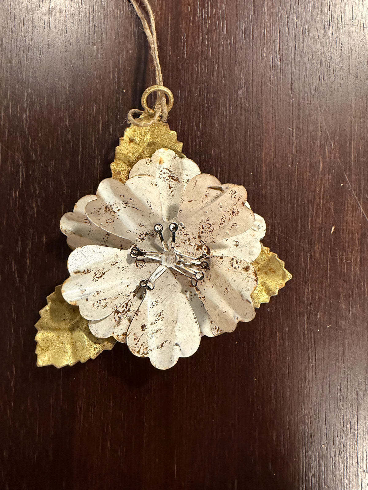 White Cluster Blossom — antique-style metal flower ornament by Cody Foster, sold individually