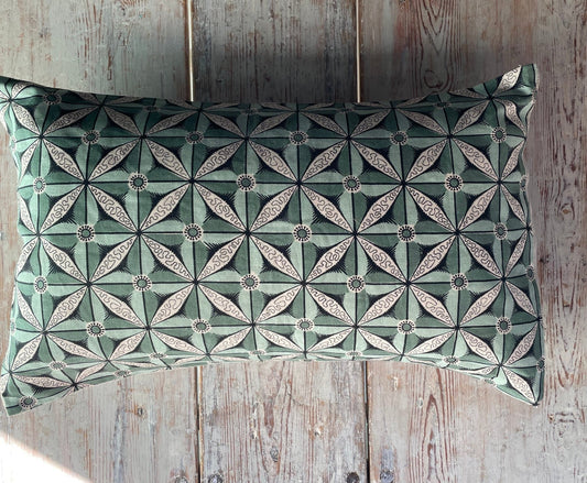 'Mezieres' Vert/Green - Antoinette Poisson Linen Cushion – Domino Paper Design - Bon Ton goods