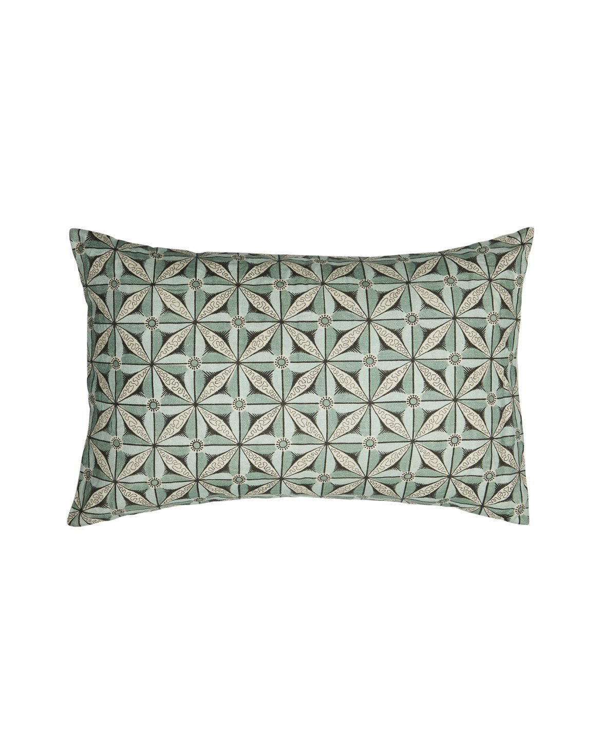 'Mezieres' Vert/Green - Antoinette Poisson Linen Cushion – Domino Paper Design - Bon Ton goods
