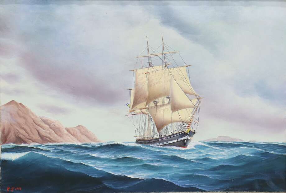 Mid-20th Century Maritime Oil Painting - Bon Ton goods