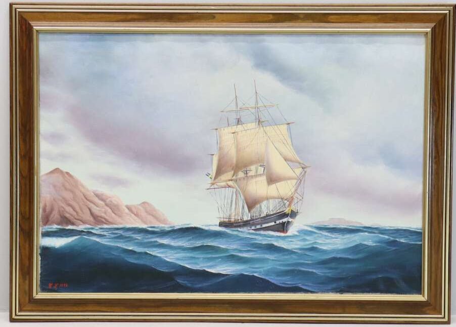 Mid-20th Century Maritime Oil Painting - Bon Ton goods