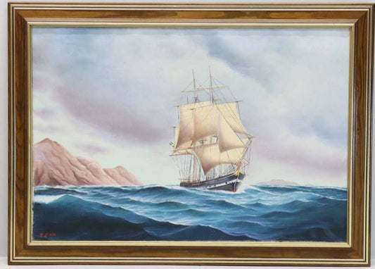 Mid-20th Century Maritime Oil Painting - Bon Ton goods