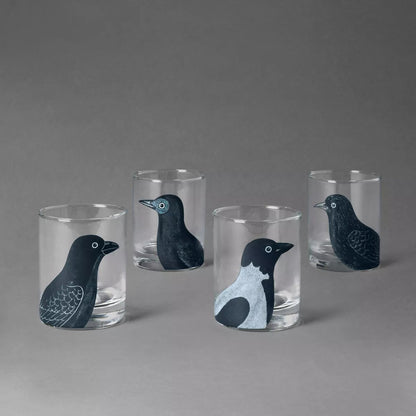 Midnight Dreary Black Bird Highball Glass Set of 4 | John Derian - Bon Ton goods