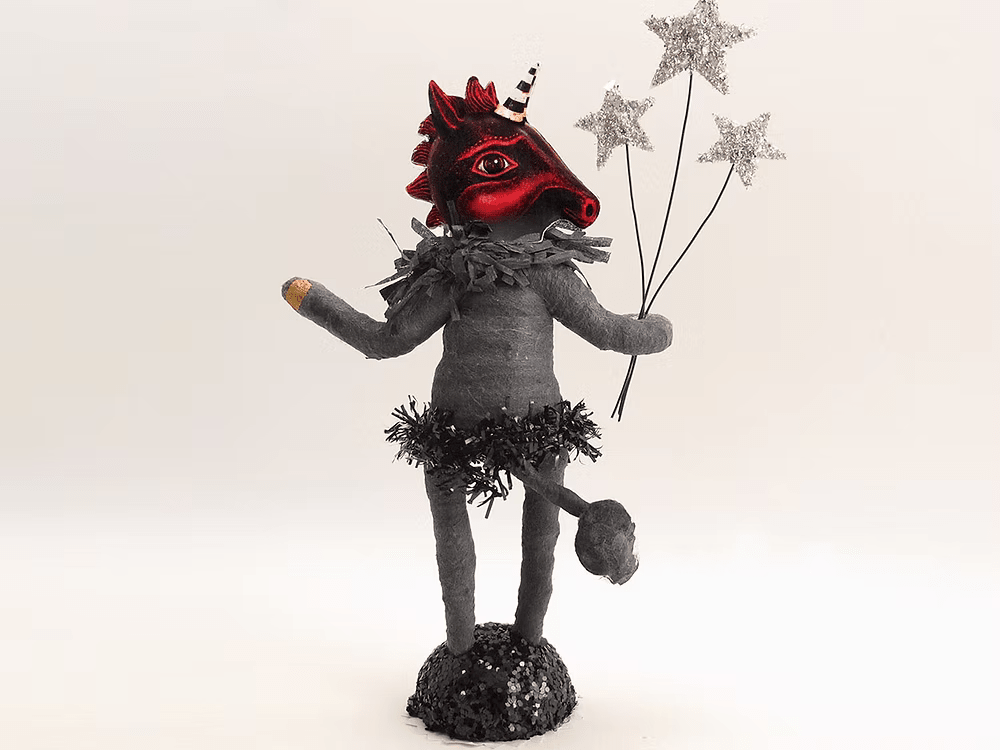 Midnight Unicorn Figure (In Partnership With Johanna Parker Design) | Vintage by Crystal Spun Cotton Ornament - Bon Ton goods