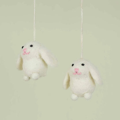 Mini Easter Bunny Ornament 2-pack, white - Bon Ton goods