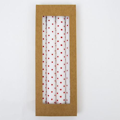 Minidot Candle 4-pack, white/red - Bon Ton goods