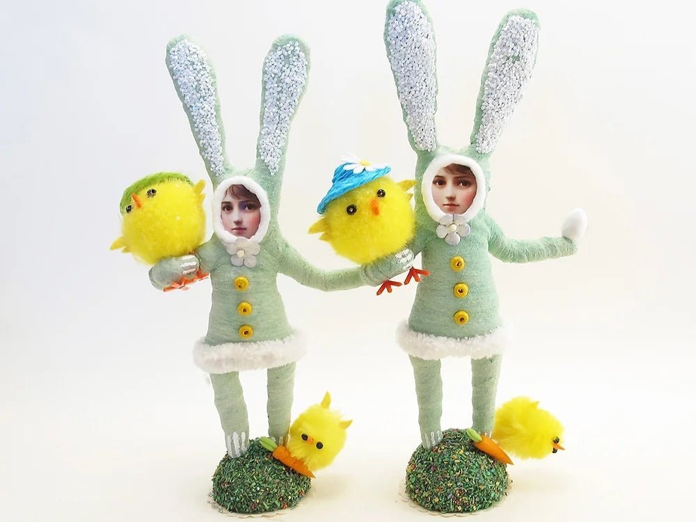 Mint Bunny Child Figure - Vintage by Crystal | Vintage by Crystal Spun Cotton Ornament - Bon Ton goods