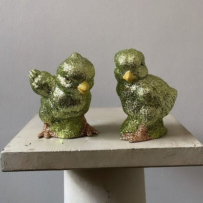 Moss Green Glitter Chicken Spreading Wings | Ino Schaller - Bon Ton goods