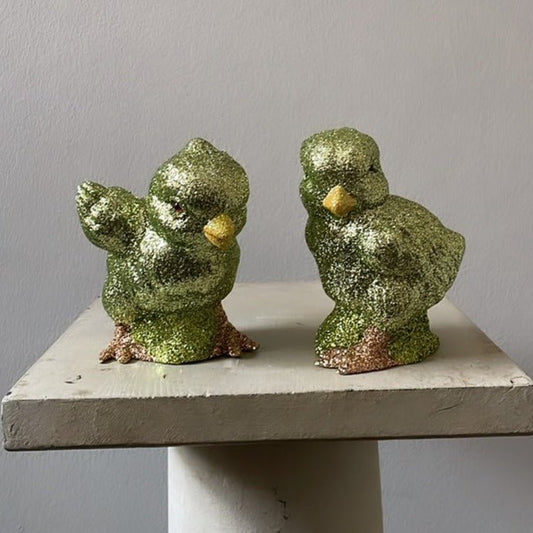 Moss Green Glitter Chicken Spreading Wings | Ino Schaller - Bon Ton goods