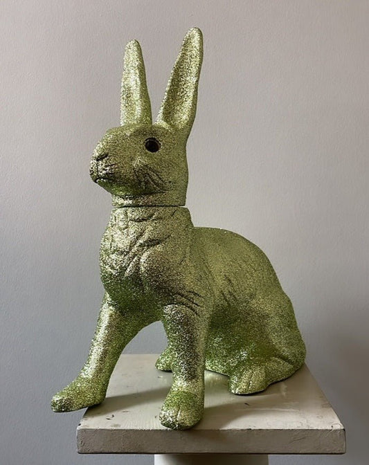 Moss Green Glitter Giant Bunny Sitting | Ino Schaller - Bon Ton goods