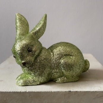 Moss Green Glitter Small Bunny Lying | Ino Schaller - Bon Ton goods