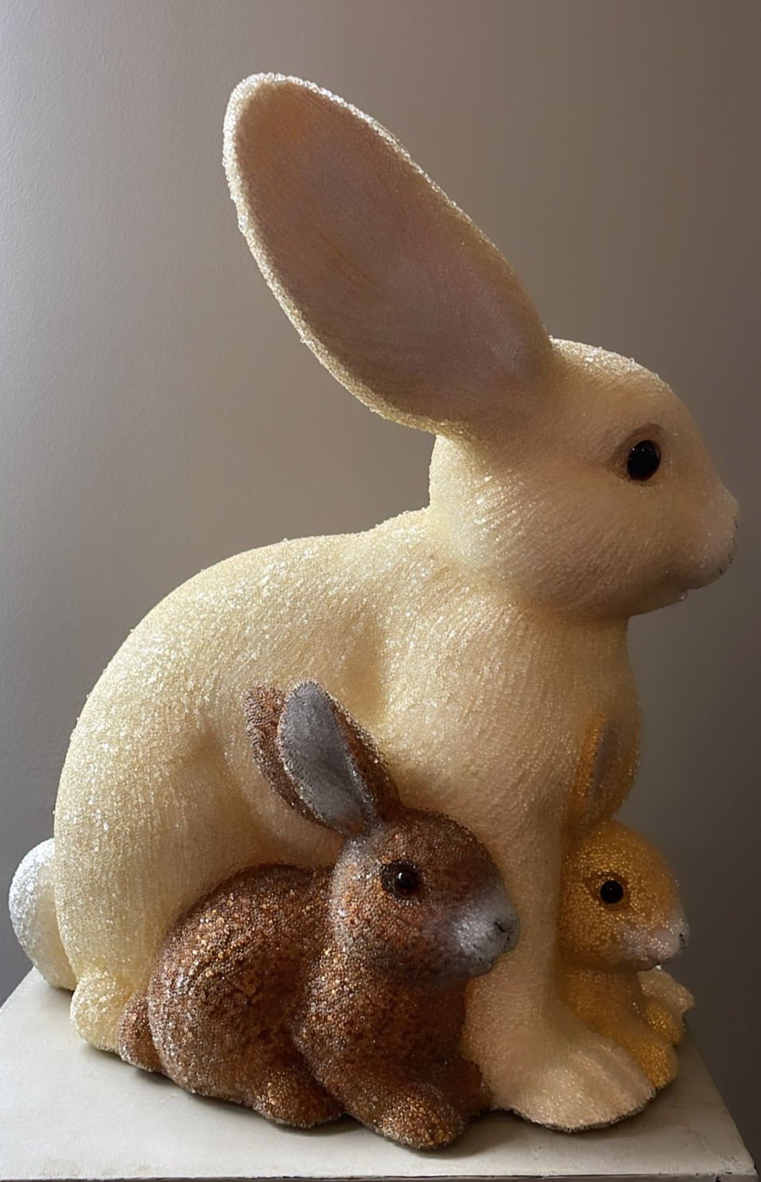 Mother Bunny with Kit, Beaded Natural Three Color | Ino Schaller - Bon Ton goods