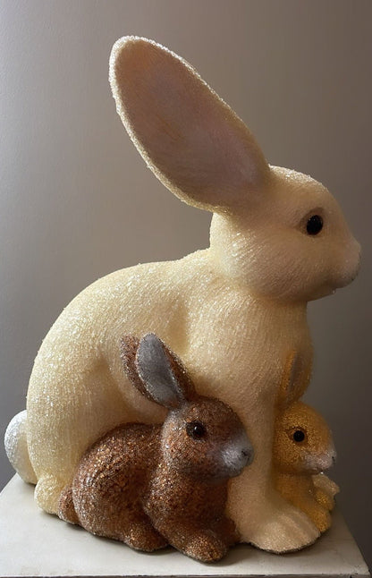 Mother Bunny with Kit, Beaded Natural Three Color | Ino Schaller - Bon Ton goods