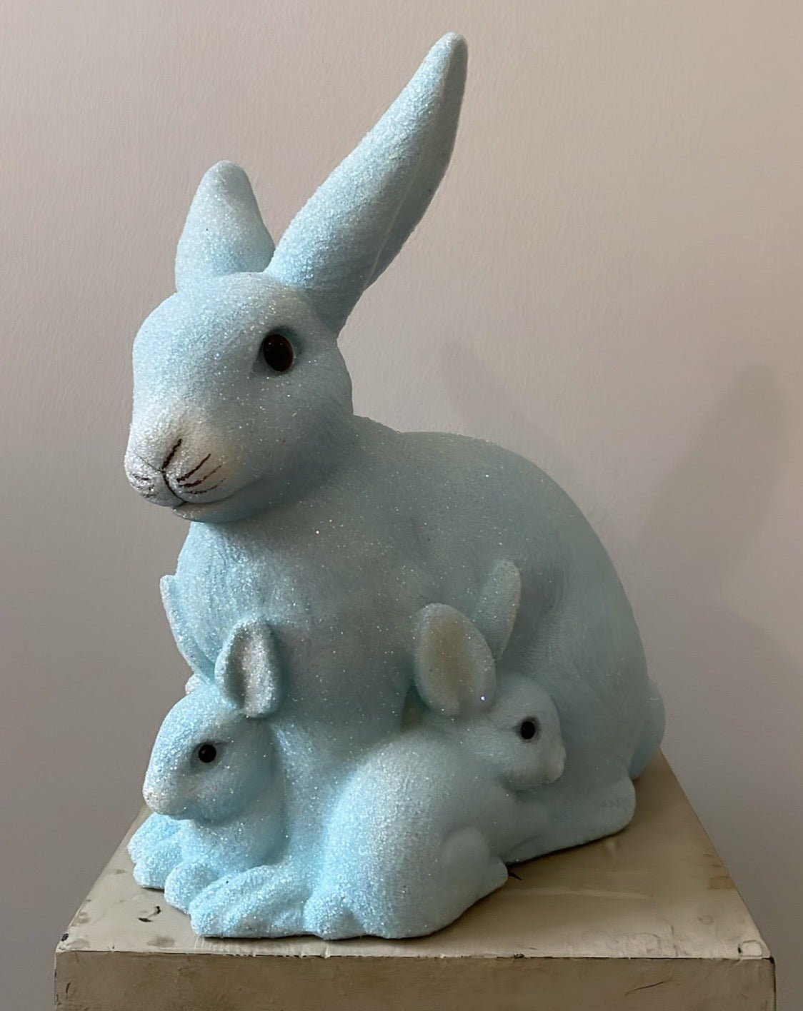 Mother Bunny with Kit, Blue Beaded with White Detail | Ino Schaller - Bon Ton goods