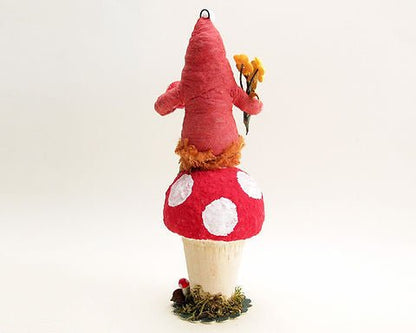Mushroom Elf Figure Ornament - Vintage by Crystal | Vintage by Crystal Spun Cotton Ornament - Bon Ton goods