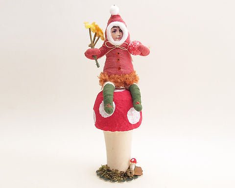Mushroom Elf Figure Ornament - Vintage by Crystal | Vintage by Crystal Spun Cotton Ornament - Bon Ton goods
