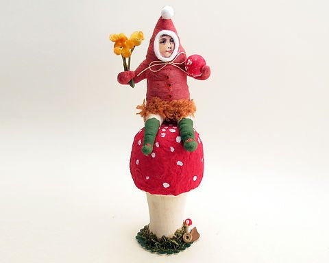 Mushroom Elf Figure Ornament - Vintage by Crystal | Vintage by Crystal Spun Cotton Ornament - Bon Ton goods