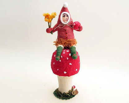 Mushroom Elf Figure Ornament - Vintage by Crystal | Vintage by Crystal Spun Cotton Ornament - Bon Ton goods