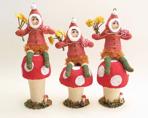 Mushroom Elf Figure Ornament - Vintage by Crystal | Vintage by Crystal Spun Cotton Ornament - Bon Ton goods