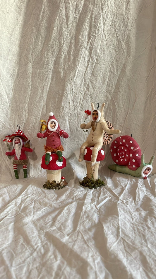 Mushroom Elf Figure Ornament - Vintage by Crystal | Vintage by Crystal Spun Cotton Ornament - Bon Ton goods