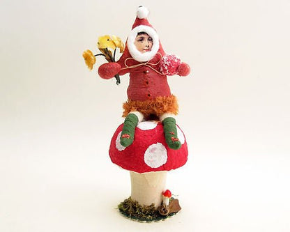 Mushroom Elf Figure Ornament - Vintage by Crystal | Vintage by Crystal Spun Cotton Ornament - Bon Ton goods