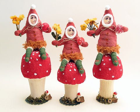Mushroom Elf Figure Ornament - Vintage by Crystal | Vintage by Crystal Spun Cotton Ornament - Bon Ton goods