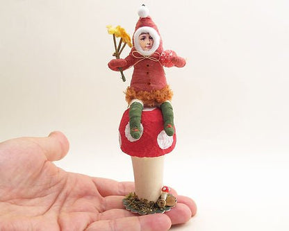 Mushroom Elf Figure Ornament - Vintage by Crystal | Vintage by Crystal Spun Cotton Ornament - Bon Ton goods