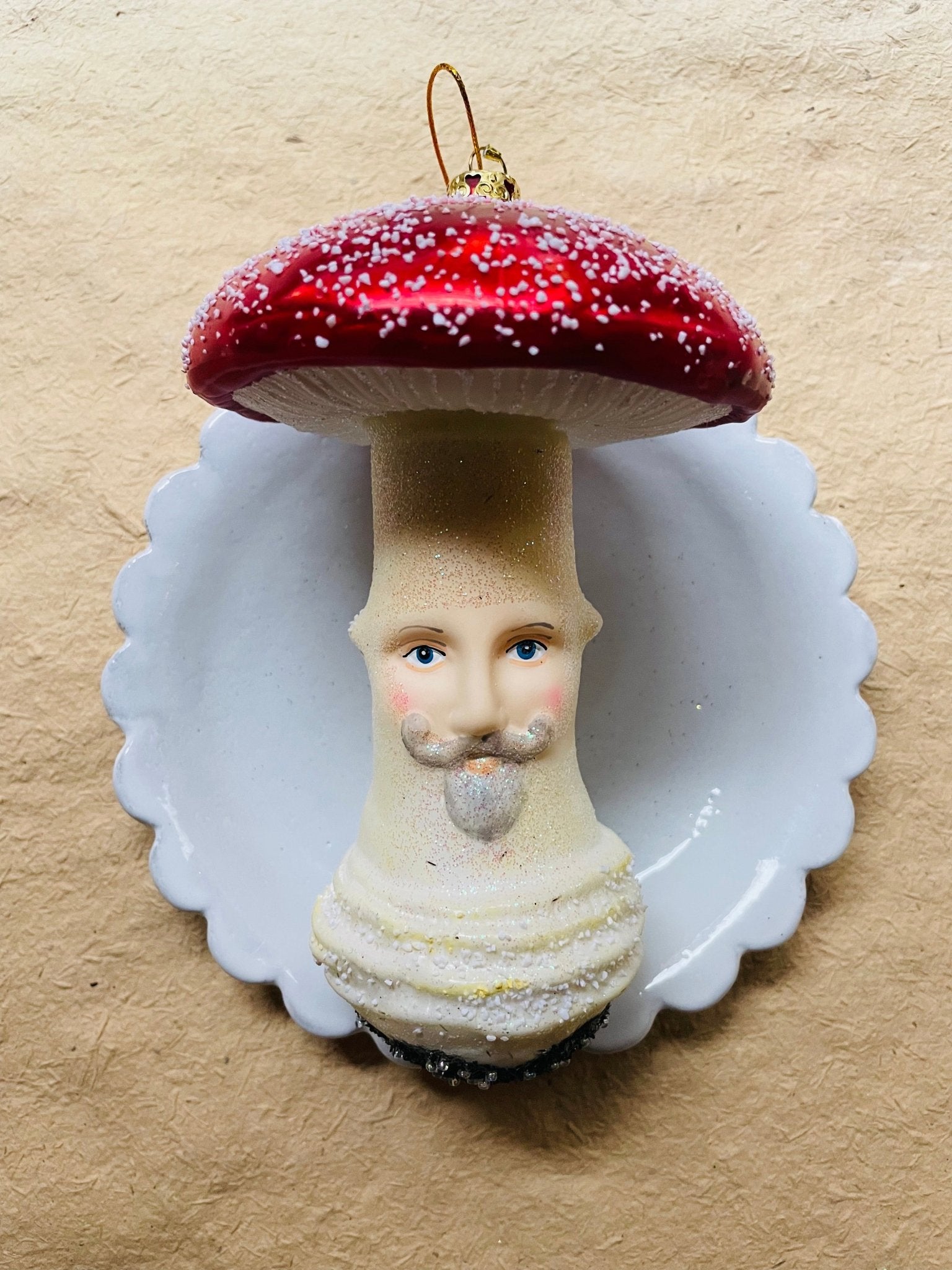 Mushroom Fellow Glass Ornament - Bon Ton goods