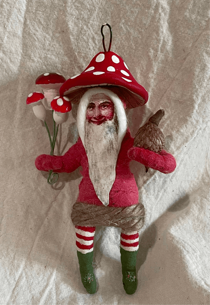 Mushroom Top Gnome Ornament - Vintage by Crystal | Vintage by Crystal Spun Cotton Ornament - Bon Ton goods