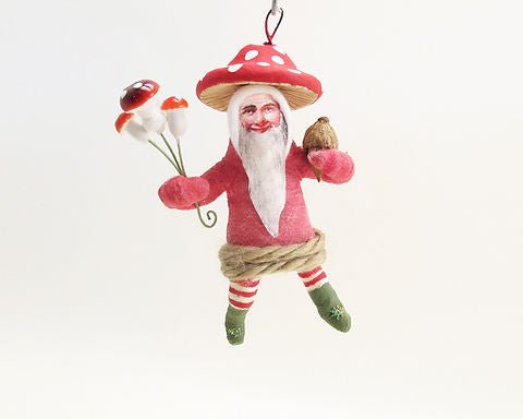 Mushroom Top Gnome Ornament - Vintage by Crystal | Vintage by Crystal Spun Cotton Ornament - Bon Ton goods