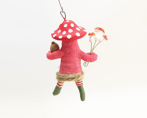 Mushroom Top Gnome Ornament - Vintage by Crystal | Vintage by Crystal Spun Cotton Ornament - Bon Ton goods