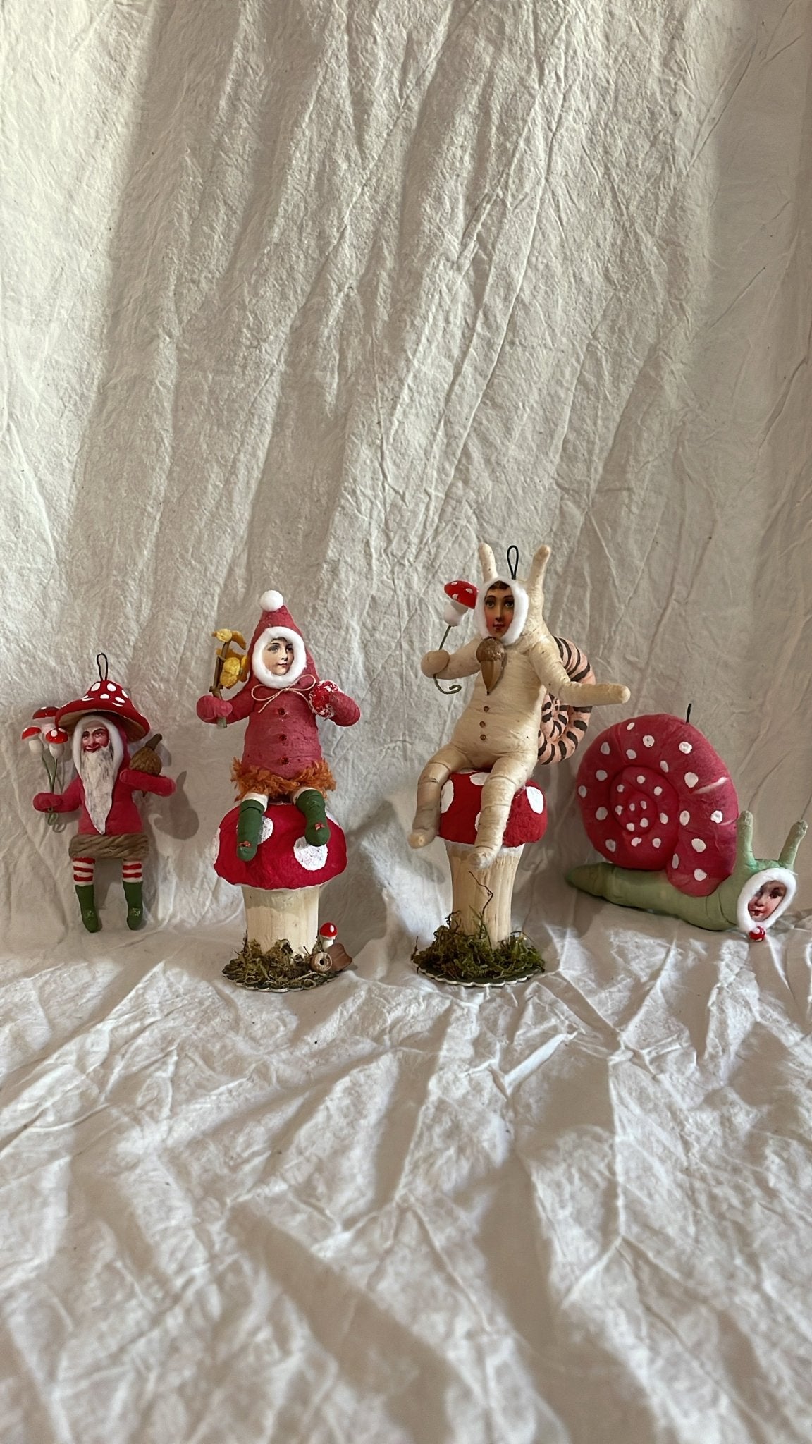 Mushroom Top Gnome Ornament - Vintage by Crystal | Vintage by Crystal Spun Cotton Ornament - Bon Ton goods
