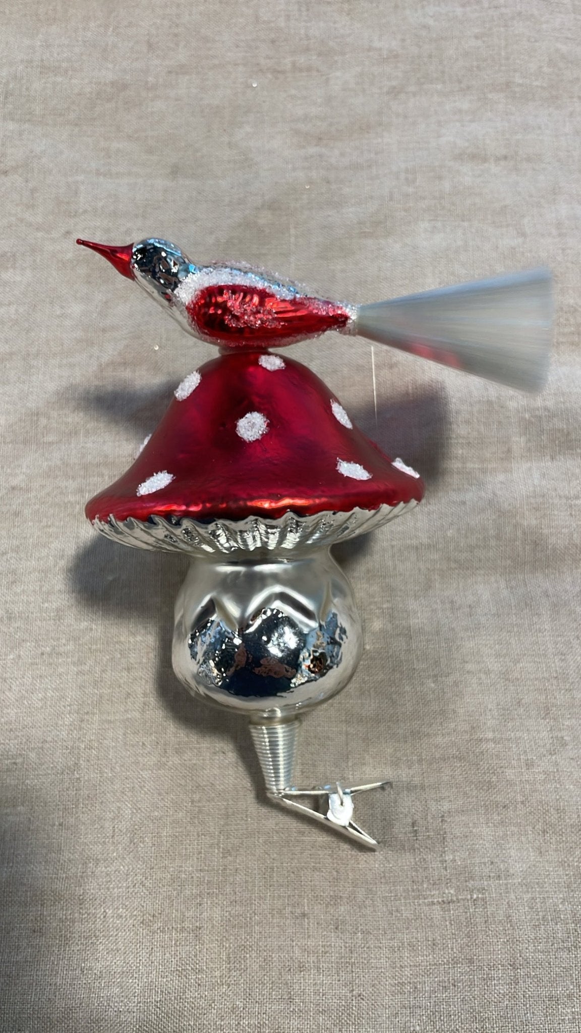 Mushroom with Bird | Nostalgie Christbaumschmuck - Bon Ton goods