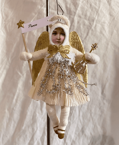 Musical Angel Ornament - Vintage by Crystal | Vintage by Crystal Spun Cotton Ornament - Bon Ton goods