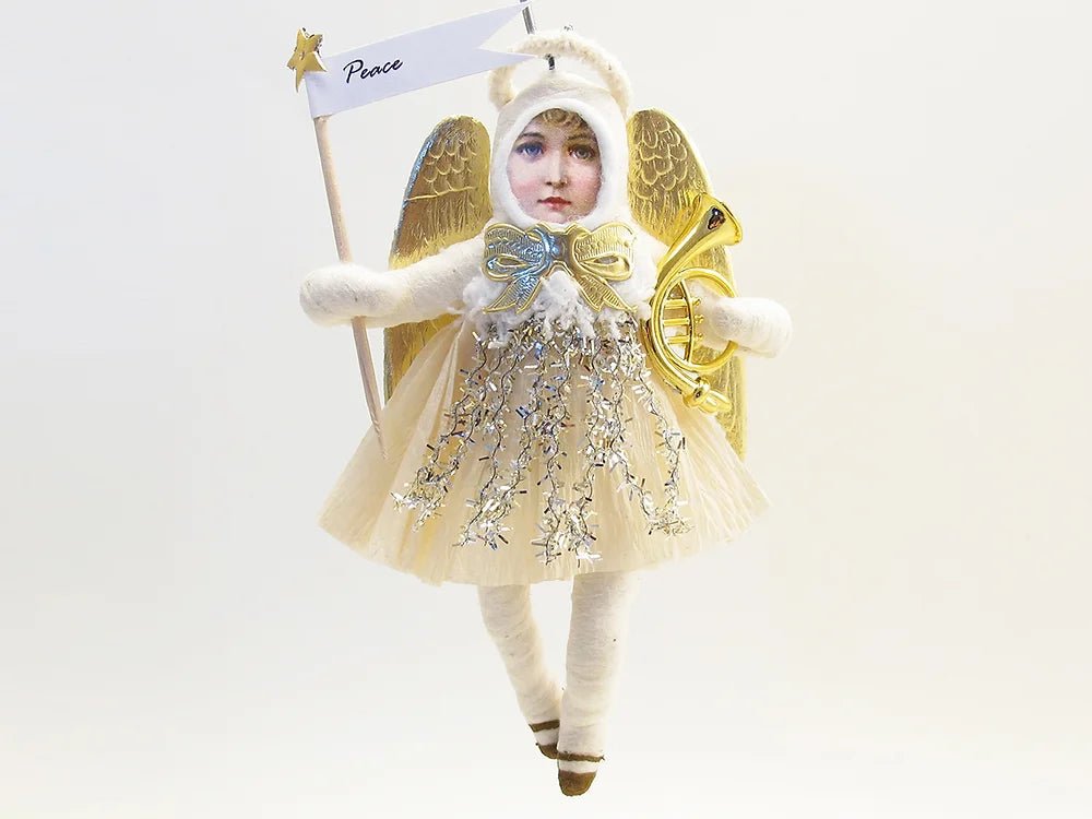 Musical Angel Ornament - Vintage by Crystal | Vintage by Crystal Spun Cotton Ornament - Bon Ton goods