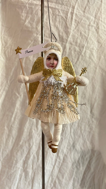 Musical Angel Ornament - Vintage by Crystal | Vintage by Crystal Spun Cotton Ornament - Bon Ton goods