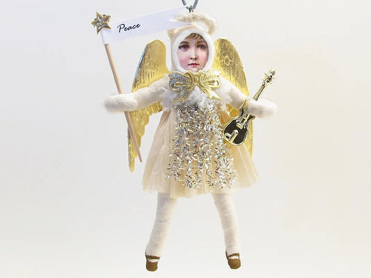 Musical Angel Ornament - Vintage by Crystal | Vintage by Crystal Spun Cotton Ornament - Bon Ton goods