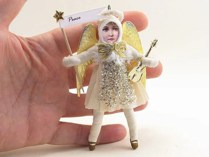 Musical Angel Ornament - Vintage by Crystal | Vintage by Crystal Spun Cotton Ornament - Bon Ton goods