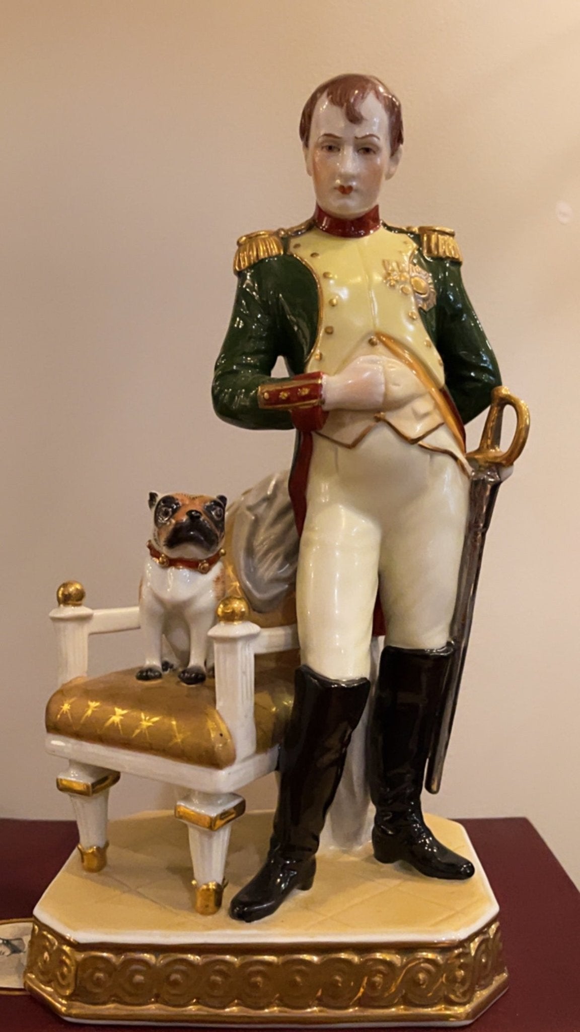 Napoleon Figurine with Pug on Chair - Bon Ton goods