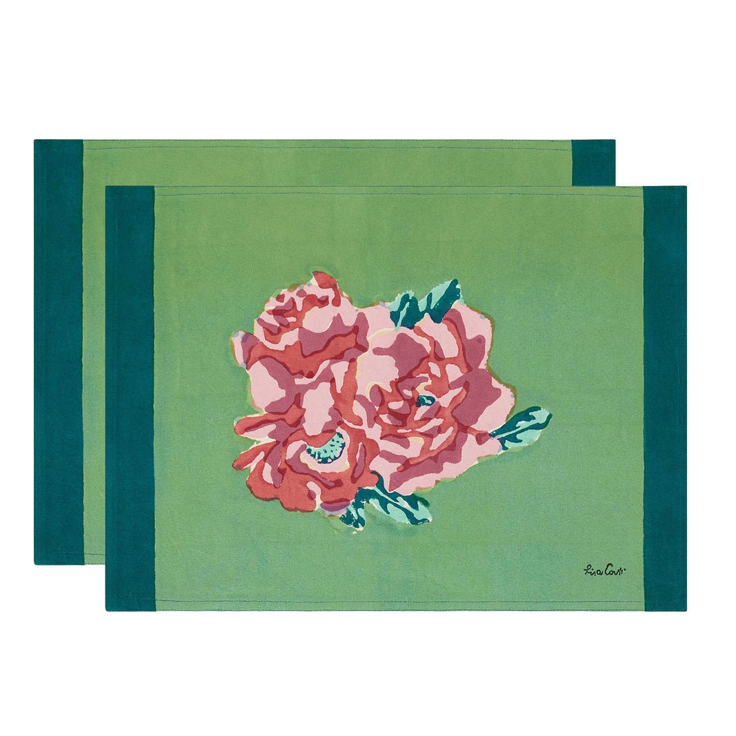 Nina Rose Mint Placemat | Lisa Corti - Bon Ton goods