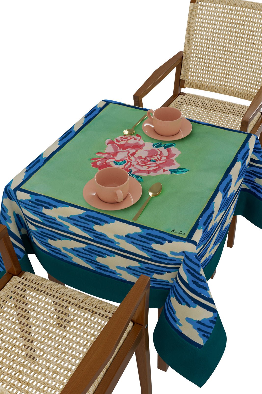 Nina Rose Mint - Tablecloth 110X110 | Lisa Corti - Bon Ton goods